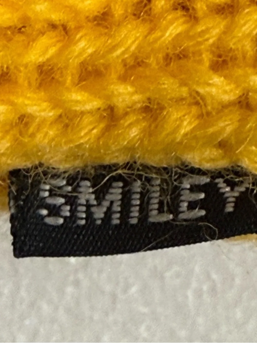 Smiley Yellow Knit Beanie for Kids with Quilted Texture - Unbranded